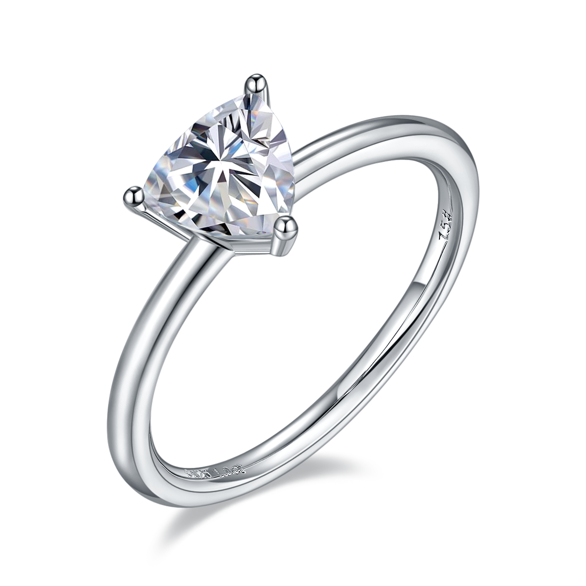 Classic triangle S925 silver plated white gold moissanite diamond women's ring 1.0 carat D-grade